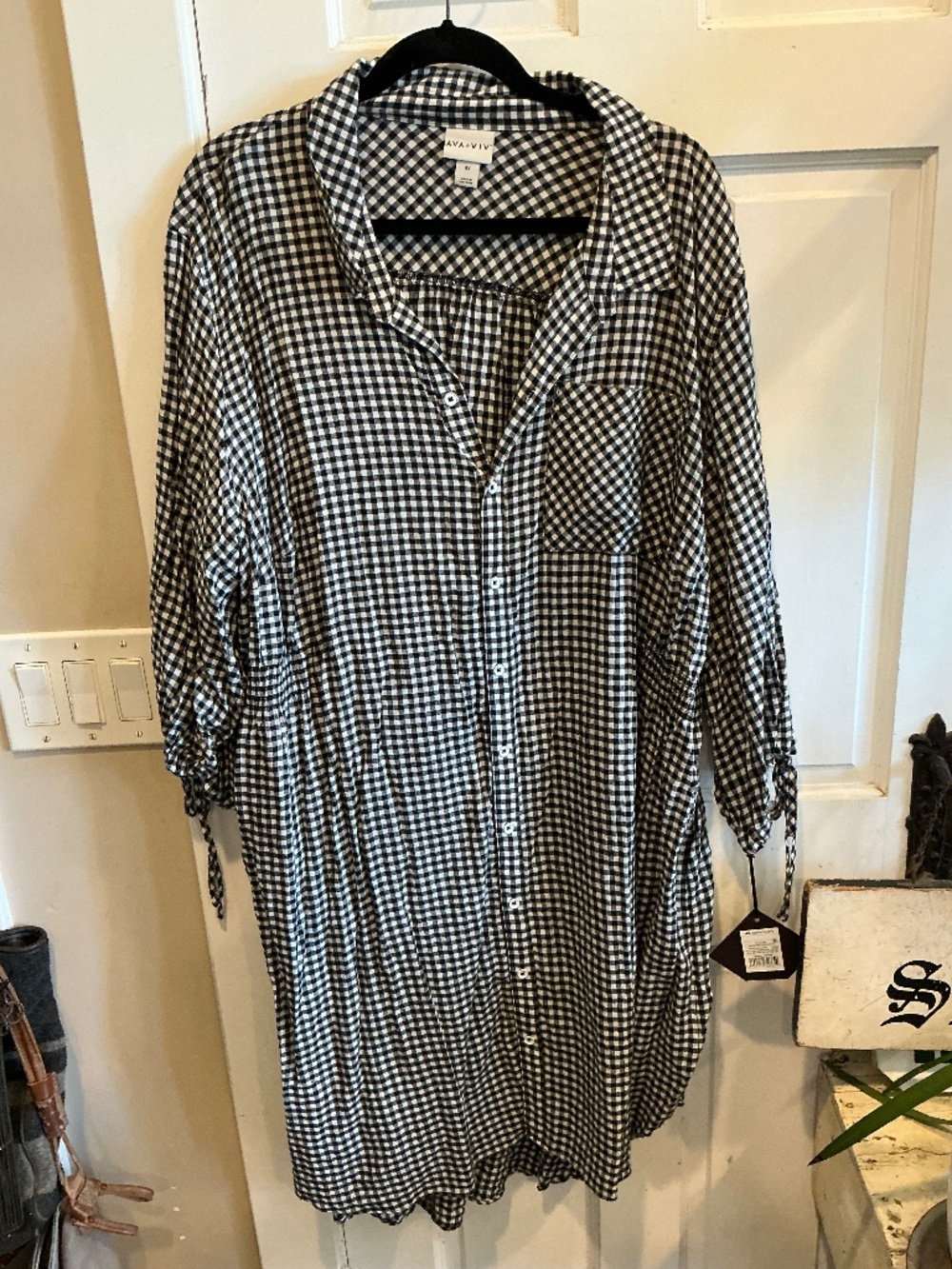 Ava Viv black white gingham dress or tunic!  Brand new with tags. Plus size 4x